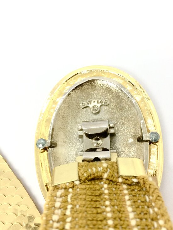 VINTAGE GOLD TONE Stretch Belt Day Lor Wide Scale Statement Disco Waist Cinch main image 9
